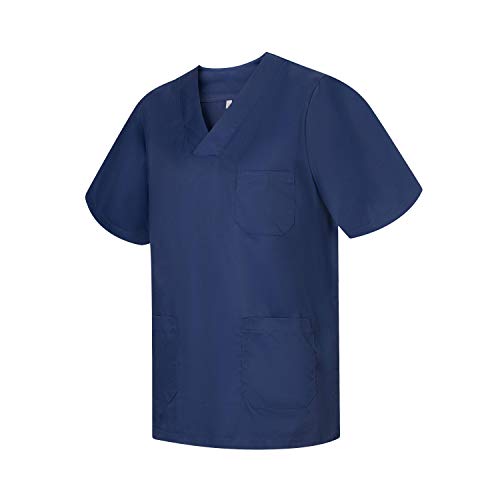 MISEMIYA - Medizinische Uniformen Unisex Top Krankenschwester Krankenhaus Berufskleidung - Large, Marineblau