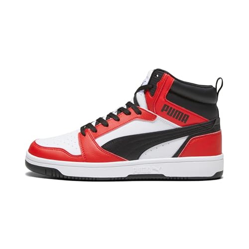 PUMA Unisex Rebound V6 Turnschuhe, Puma White Puma Black For All Time Red, 43 EU