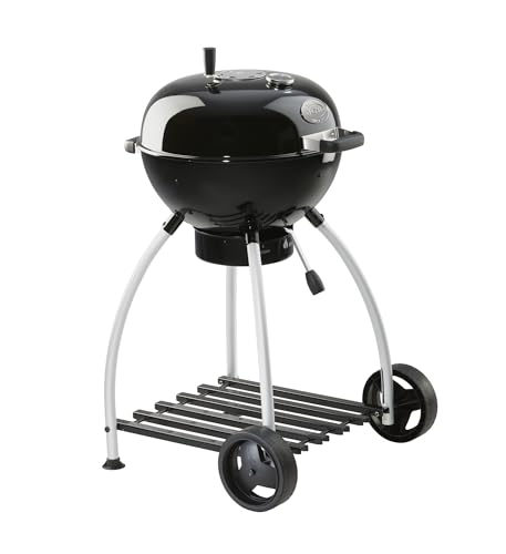 RÖSLE Holzkohle-Kugelgrill No.1 Sport F50, Hochwertiger Kohlegrill mit einstellbarer Luftzufuhr, Deckelscharnier, Deckelthermometer, stabiler Ablage, extra großer Grillfläche und Grillraum