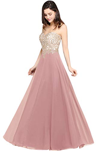 Misshow Abendkleid, lang, große Größe, sexy, rückenfrei, schick, elegant, Galakleid, Tiefenrosa., 40