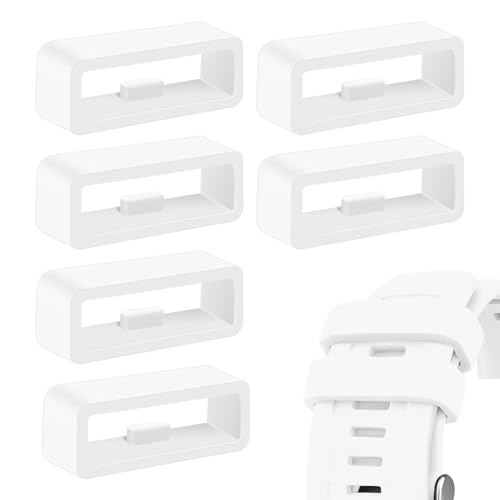 6 Stück Farbige Silikon Schlaufe, 20mm Armband Verschlussring für Garmin Vivoactive 5/Forerunner 245 645/Vivoactive 3/Venu/Fenix 6S 5S Armband schlaufen Smartwatch Gummi Schlaufen Halter Damen Herren
