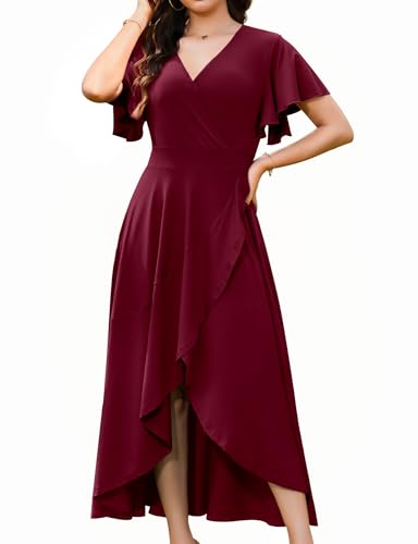 Actcat Cocktailkleid Damen A-Line Knielang Abendkleid Elegant mit Rüschensaum für Figur