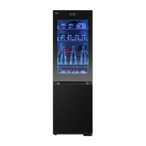 LG GBG7190CEV, Klasse C, 349 L, Kühl-Gefrierkombination mit Instaview und LED, Touch LCD Display, einstellbarem Farbwechsel, Total NoFrost, DoorCooling+, 59.5 x 67.6 x 186cm ꟷ Essence Black Steel