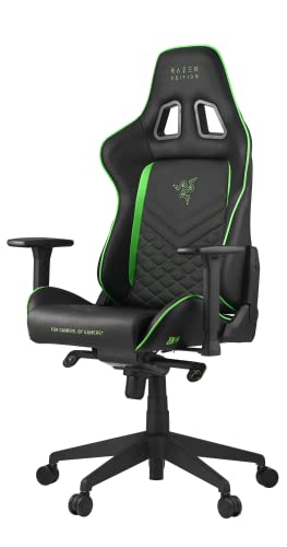 Razer TAROK PRO - Razer Edition Gaming Chair by Zen Gaming Stuhl, Gamer Stuhl mit Memoryfoam Lendenkissen, Nackenkissen, 3D-Armlehnen, Schwarz/Grün