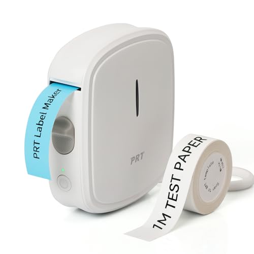 prt QUTIE Bluetooth Beschriftungsgerät Selbstklebend, Tragbarer Mini Etikettiergerät, USB Aufladen Etikettendrucker, labelmaker für Zuhause, Büro, Datum, Name, Kompatibel, iOS & Android,Weiß