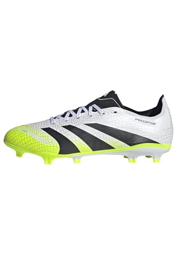 Adidas Unisex Predator League Firm Ground/Multi Ground Football Boots, Cloud White/Core Black/Lucid Lemon, 43 1/3 EU