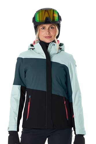 killtec Damen Skijacke/Funktionsjacke mit abzippbarer Kapuze und Schneefang KSW 67 WMN SKI JCKT, hellpetrol, 40, 41961-000