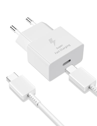 25W USB C Ladegerät Schnellladekabel für Samsung Galaxy A17 A16 A56 A36 A26 A55 A35 A54 A34 S25 Edge S24 S23 S22 S21 S20 FE S10 S9,1M Ladekabel mit Netzteil Fast Charger Stecker Schnelladegerät Kabel