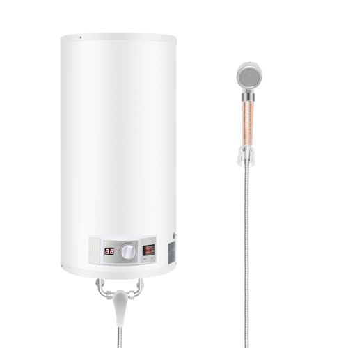 Konfiur 2KW 80L Elektro Warmwasserboiler, IPX4 Vertikal Led Durchlauferhitzer Warmwasserspeicher ABS Wandhängender Boiler für Küchen, Toiletten, Friseursalons, Bäder, Wohnwagen (80L 1)