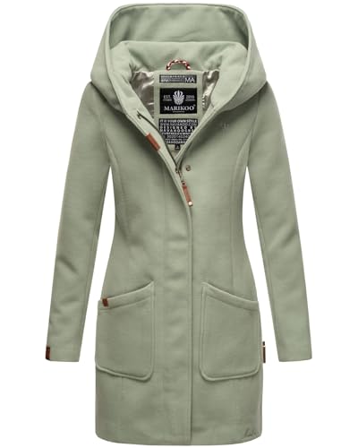 MARIKOO Damen Mantel Trenchcoat Wintermantel Übergangs Jacke Parka Lang B819 [B819-Maik-Smoky-Mint-Gr.M]