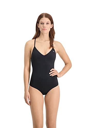 PUMA Damen Puma Crossback zwempak voor dames One Piece Swimsuit, Schwarz, M EU