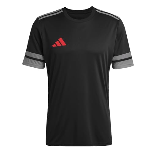 adidas Herren SQUADRA25 Jersey Short Sleeve, Black/Team Grey Four/Pure Ruby, L