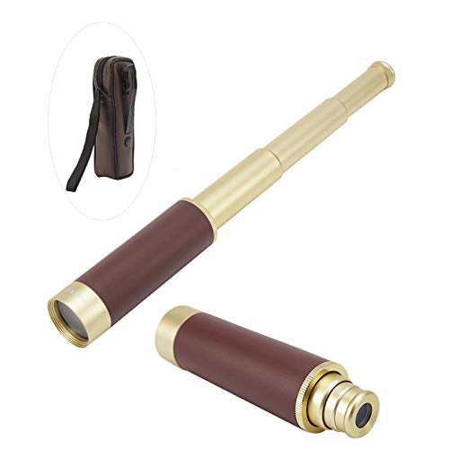 Dyna-Living Taschenteleskop Fernrohr Hand teleskop Monocular Telescope für Wanderungen, Radtouren, Vogelbeobachtung, Klettern, Sport, Reisen. Brass,25 x 30