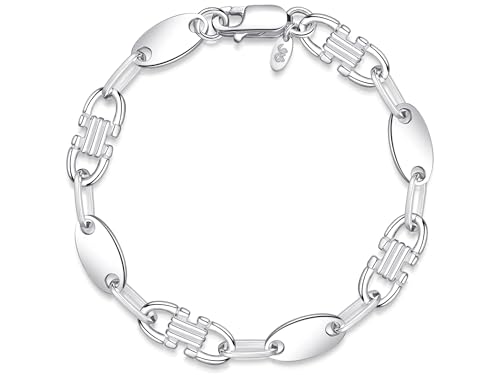 Silberketten Store DEIN SCHMUCK ONLINE SHOP Plattenkette Steigbügelkette Armband mit einer Breite von 8,5mm |echt 925 Silber | hochglanzpoliert mit stabilem Karabinerverschluß