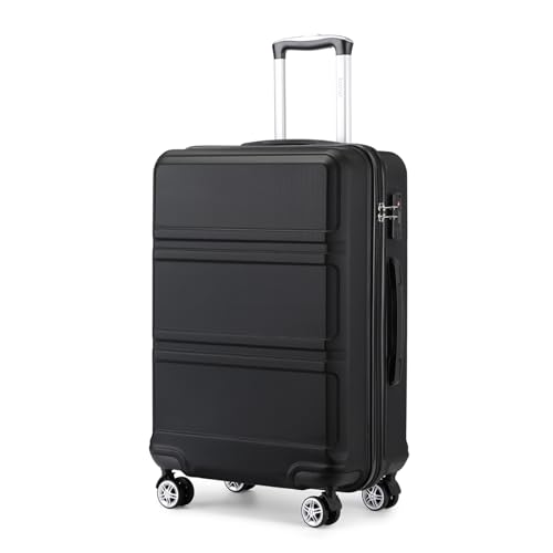 KONO Handgepäck Koffer Trolleys Leicht Hartschalenkoffer Reisekoffer mit 4 Rollen und TSA Schloss, 52x38x21cm, 36Liter, Zwillingsrollen Rollkoffer, ABS Hartschale (Schwarz, M)