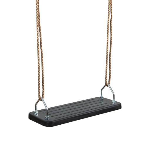 HUDORA Brettschaukel in Schwarz - Outdoor Kinder-Schaukelsitz aus Gummi - TÜV Rheinland/GS geprüfte Kinderschaukel mit höhenverstellbaren Seilen - Schaukelbrett für Kinder & Erwachsene bis 100 kg