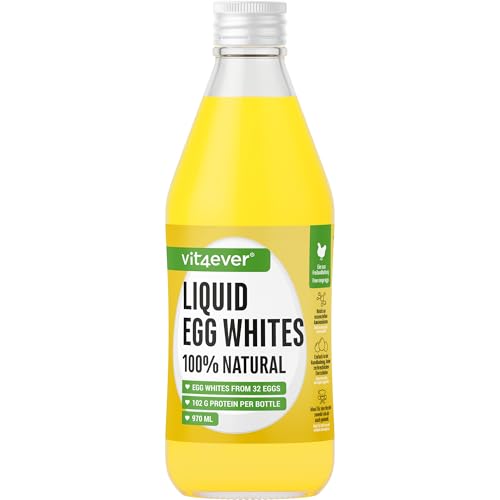 Vit4ever 100% Flüssiges eiweiß, Eiklar-flüssig aus Freilandhaltung, hochwertiges Hühnereiweiß für eine eiweißreiche Ernährung (970ml / 1kg)