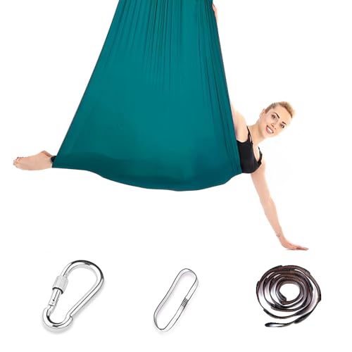 iPalamila Aerial Yoga Hängematte Set, Aerial Yoga Swing Air Fliegen, Nestschaukel, Yoga-Schaukel Hammock Swing 200 Kg Max. Tragfähigkeit Mit Beschläge, Anti-Gravity-Übungen(Grün,150x280CM)