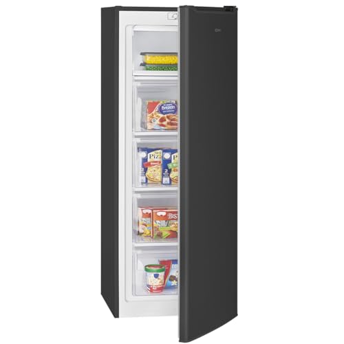 Bomann® Gefrierschrank 143cm I 4 Sterne-Gefrierfach I Temperaturbereich: ≤ -18°C I Tiefkühlschrank leise 40dB I wechselbarer Türanschlag I Gefrierschrank gross I 168L Freezer I GS 7364 schwarz-inox