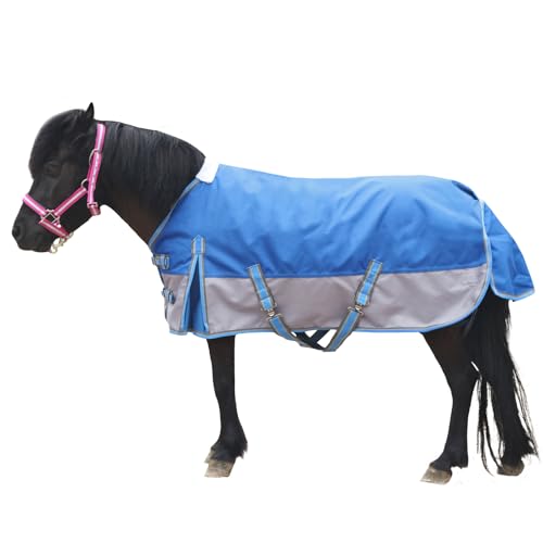 Gallopoff 1200D Pony/Shetty Pferdedecke ohne Füllung (0 g), Leichte, wasserdichte, Atmungsaktive und Reißfeste Regendecke für Fohlen, Minipferde, Zwergpferde, Kleinpferde und Miniponys
