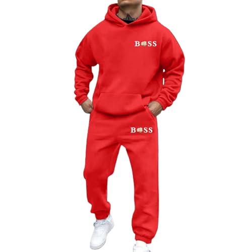 Nlaayong Jogginganzug Herren Lang Trainingsanzug Sportanzug Baggy Sportbekleidung Zweiteiler Outfit Y2K Hip Hop 2-Teilig Hoodie und Jogginghose Hausanzug Bequemer Tracksuit