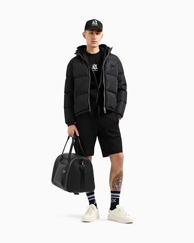 Armani Exchange Men's, Icon Project, emboidered Logo, Full Zip Hooded Sweatshirt, Black, M