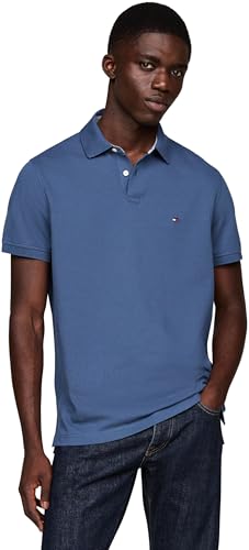 Tommy Hilfiger Herren Poloshirt Kurzarm 1985 Regular Fit, Blau (Aegean Sea), L