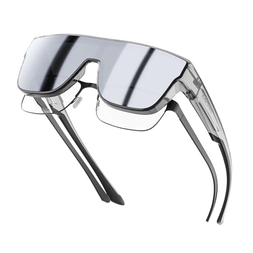 KAPVOE Sonnenbrille UV400 Schutz Überziehbrille für Brillenträger übergroße Quadratische Sonnenbrille für Damen und Herren TR90 Rahmen Golfen Fahren Angeln Fahrradbrille