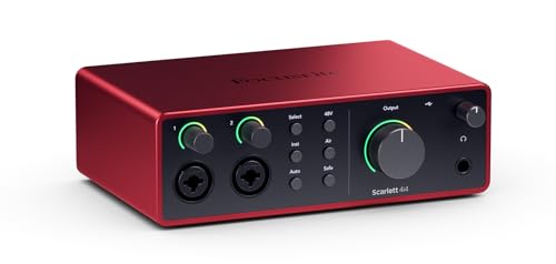 Focusrite Scarlett 4i4 4. Gen USB-Audio-Interface für Musiker, Songwriter, Gitarristen und Content Creators — Aufnahmen in HiFi-Studioqualität und sämtliche Software für Ihre Aufnahmen
