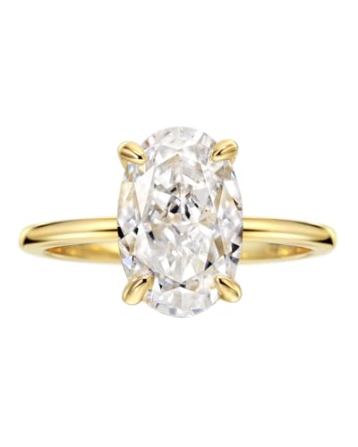 Michooyel Ringe für Damen, Verlobungsringe mit 18 Karat vergoldetem 4ct Oval Zirkonia, Versprechen Ring, Eheringe aus Sterlingsilber Gold