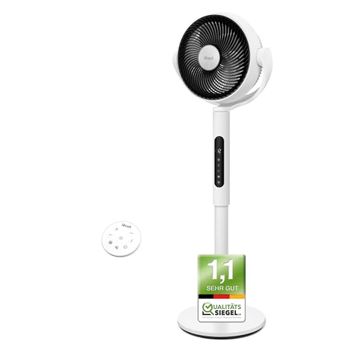 Levoit 20dB Standventilator Leise, 30M Windentfernung 2465m³/h Luftvolumen Ventilator 4 Modi 12 Stufen 12H Timer mit Sensor und Fernbedienung, Luftzirkulation in 4Min, Fan für Schlafzimmer Wohnzimmer