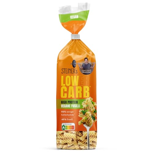 STEINER´s Low Carb High Protein Fusilli | 95% weniger Kohlenhydrate | 49g Protein | vegan, ballaststoffreich, (STEINER's High Protein Fusilli, 250g)