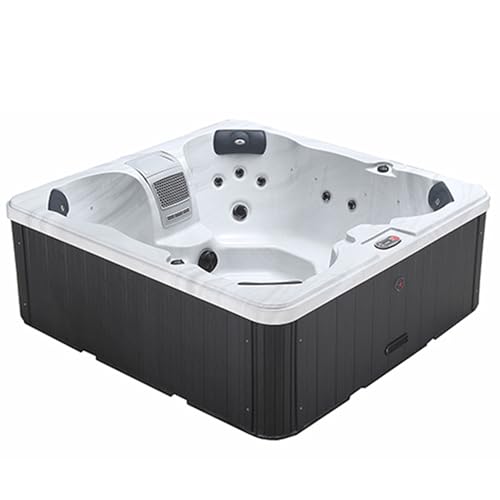 CANADIAN SPA CO. Cornwall Plug & Play 13 Outdoor Hot Tub 5 Personen, 198x198x73 cm, viereckig, mit Abdeckung, LED Beleuchtung, Heizung und 18 Jets, ganzjährige Nutzung