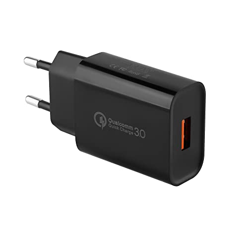 USB Ladegerät Stecker, 18W Quick Charge 3.0 Schnellladegerät USB Netzteil für Samsung S10 S6 S7 S8 S9 / Edge/Plus/Active, S23 S22 S21 S20 A03 A13 A34 A51 A53 A71, und andere Smartphones/Geräte