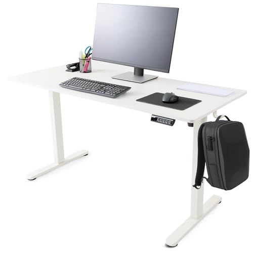 Arebos elektrisch höhenverstellbarer Schreibtisch 120x60 cm | Memory-Funktion | Verstellbarer Computertisch 72-118 cm | Standing Desk | ergonomischer Bürotisch | Steh-Sitz Tisch | Weiß