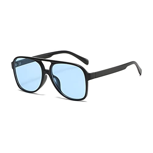YOJUED Retro Sonnenbrille Gelb Gradient Brille Vintage Tinted Sunglasses für Damen Herren (Schwarz Blau)