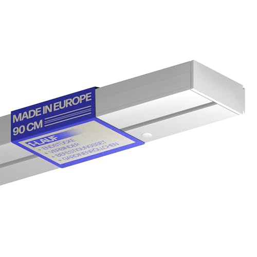 Bestlivings Gardinenschiene (90cm / 1-läufig), Vorhangschiene Komplettset inkl. Zubehör (Befestigungs-Set, Seitendeckel, Gardinenröllchen)