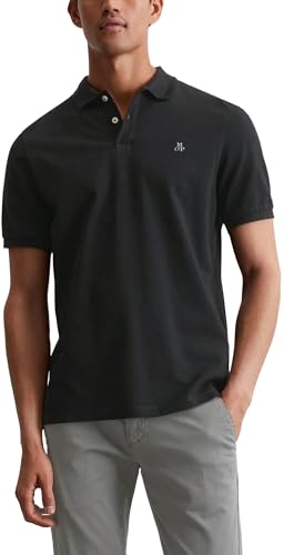Marc OߴPolo Herren Kurzarm-Poloshirt aus Bio-Baumwolle Regular Fit, Schwarz (Black), XL