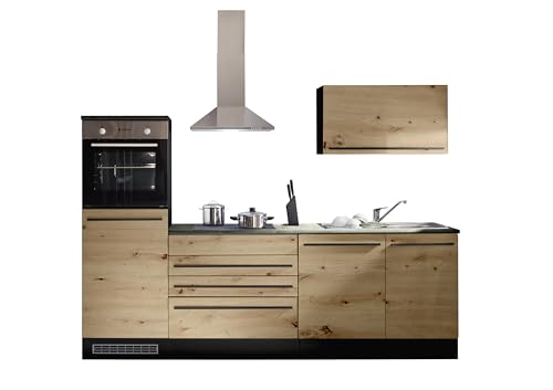 JAZZ 6 Moderne Küchenzeile ohne Elektrogeräte in Anthrazit, Artisan Eiche Optik - Geräumige Einbauküche mit viel Stauraum - 260 x 200 x 60 cm (B/H/T)