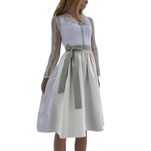 Dirndl Damen Midi Oktoberfest Outfit Dirndl-Komplettsets Dirndelkleider Tracht Grosse Grössen Samt Trachtenkleid Set Festlich Komplett Trachtenrock Dirndel Trachtenmode Sexy Rock Silber