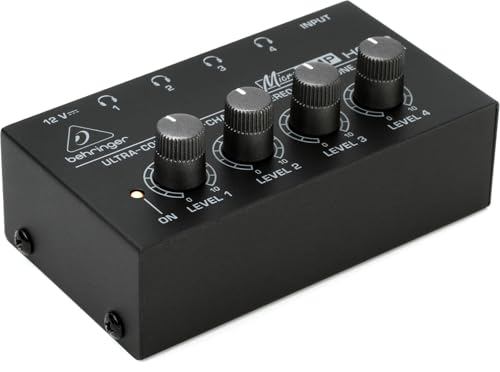 Behringer MICROAMP HA400 Ultra-Compact 4-Channel Stereo Headphone Amplifier for Studio Monitoring