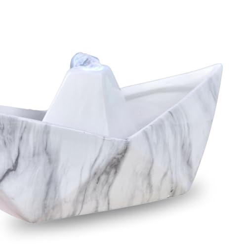 Keramische Innenbrunnen Authentische Schöpfung farbenfrohe leichte Marmoreffekt, Tischbrunnen, H21X32X14CM - Segelzen'light, Weiss