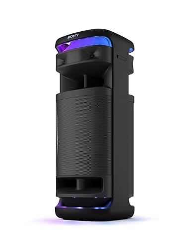 Sony ULT Tower 10 - Rollbarer Bluetooth-Party-Lautsprecher mit kraftvollem Sound, ULT Bass-Boost Funktion, 360°LED-Lichtshow, Karaoke-Funktion, inkl. drahtlosem Mikrofon - Schwarz