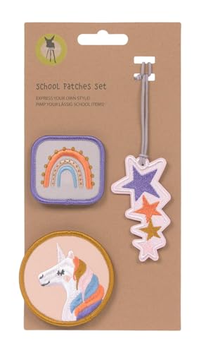 LÄSSIG Anhänger und Patches Set (3 Stk.) mit Druckknopf/School Patches Set Unicorn