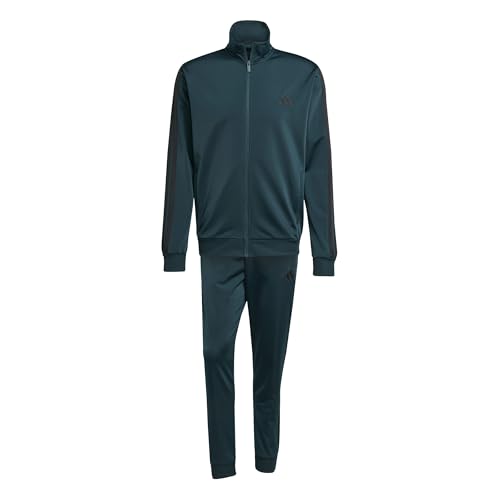 adidas Herren SPORTSWEAR BASIC 3 STRIPES TRICOT TRACKSUIT, Aurora Ivy, XL