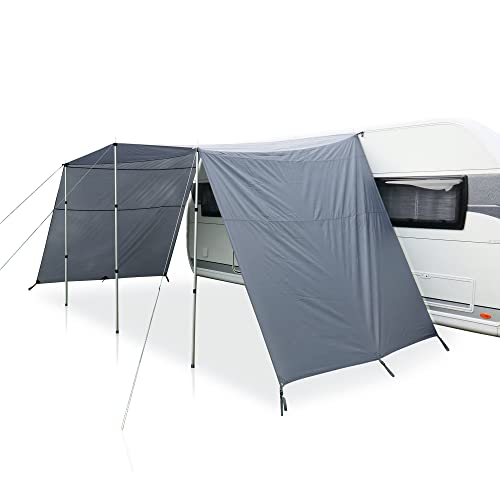 your GEAR Caravan Tarp Teramo - 3 Größen - 250, 300, 400 cm Breite, Tiefe 240 cm - UPF 50+ Sonnendach für Wohnwagen Wohnmobil - 5000 mm Sonnensegel Seitenwände Aufstellstangen (300x240 cm)