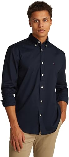 Tommy Hilfiger Herren CORE Flex POPLIN Solid RF Shirt MW0MW39988 L/S Shirt, Blau, L, Blau (Desert Sky), L