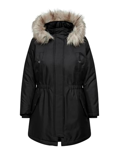 ONLY CARMAKOMA Womens Carirena Parka Coat OTW Anorak, Black, M-46/48