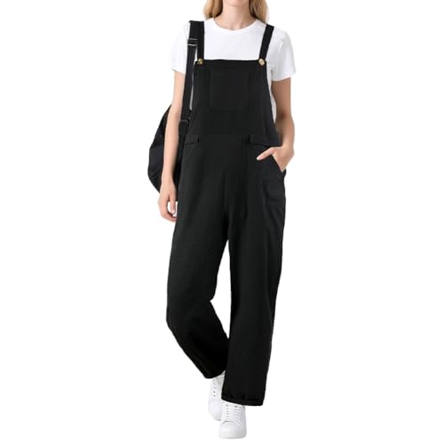 BSBUY Latzhose Damen Sommer mit Taschen Verstellbare Overalls Trägerhose Beiläufig Loose Hose Bib Pants Stretch Overall Damen Baggy Damen Latzhose Jumpsuit Strampler Oversize Sommerhose Latzhosen (XL)