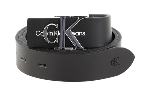 Calvin Klein Damen Gürtel Monogram Hardware 3.0 cm Ledergürtel, Schwarz (Black), 100 cm
